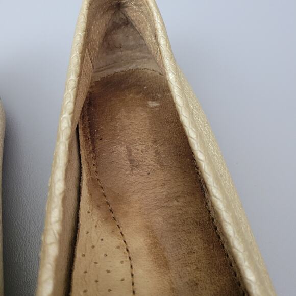 Lauren Ralph Lauren Loafers 10 Caliana Leather Gold Snake Embossed Driving - Picture 9 of 16